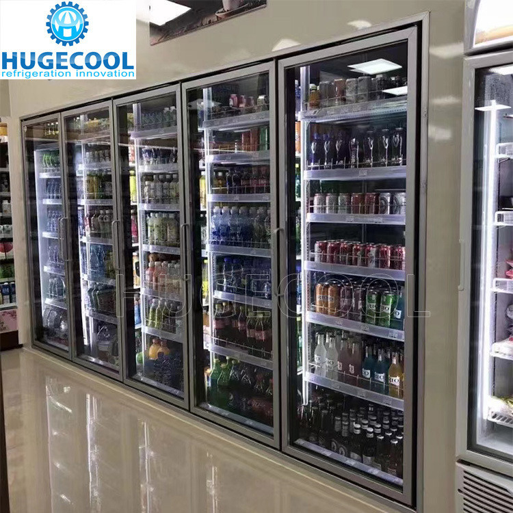 Glass Door Walk in Cooler for Milk and Drinks Temperature Range 0-10C Commercial Grade
