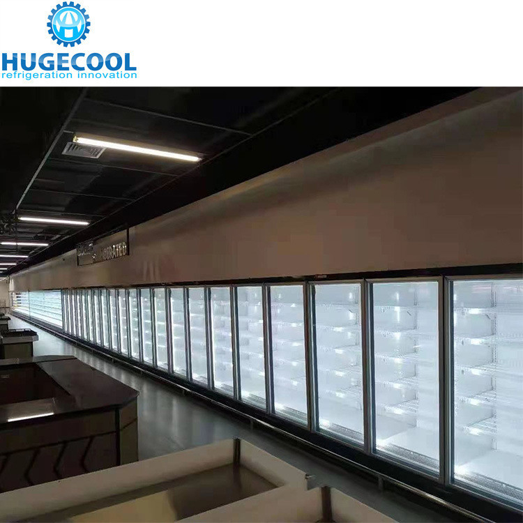 Supermarket Glass Door Walk in Display Cooler Fridge Cold Room with Freon Refrigerant